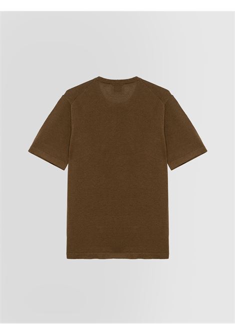 Alpha Studio t-shirt girocollo in lino e cotone marrone ALPHA STUDIO | T-shirt | AU-5091C1017